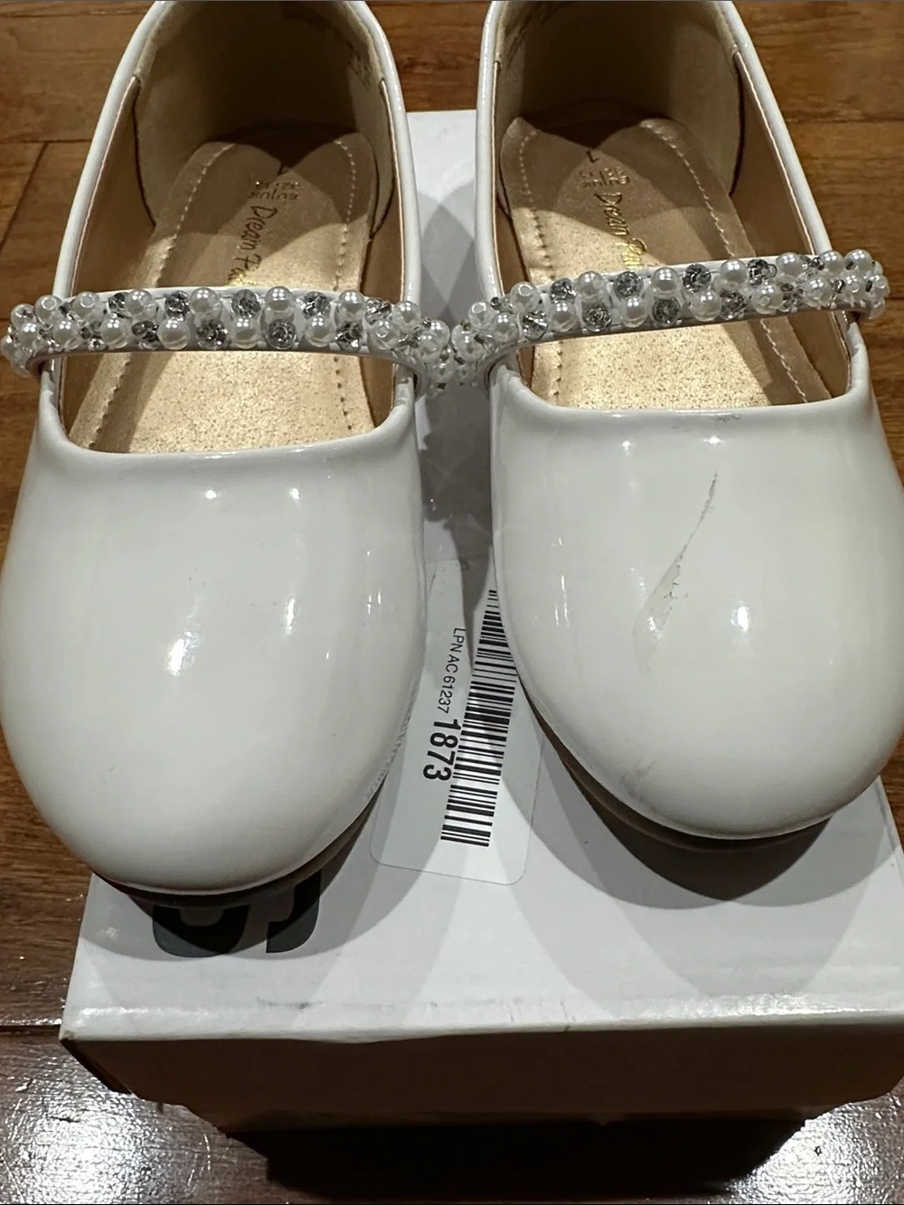 Dream Pairs White Patent Mary Jane Flats with Beaded Strap